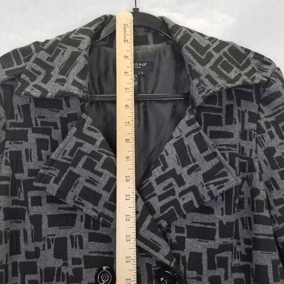 Sandro Sportswear Trench Coat Women's L Grey Black Lined Belted Double Breasted - Picture 14 of 16